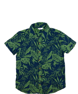 Tmavě modrá košile s listy 