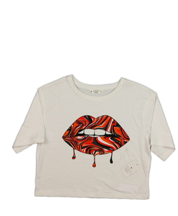 Nový bílý crop top se rty 
