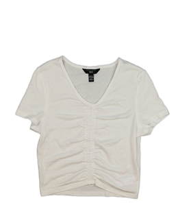 Bílý nabíraný crop top New Look 