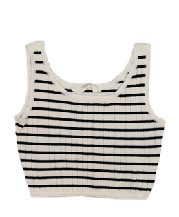 Pruhovaný krémovo-černý crop top H&M