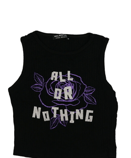 Černý žebrovaný crop top 