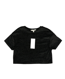 Nový černý crop top s lesklými kolečky 