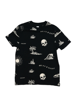 Černé stylové triko s lebkami F&F