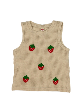 Hnědé slabé tílko s jahodami