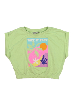 Zelený crop top s potiskem 
