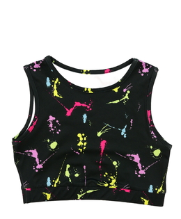 Černý sportovní vzorovaný crop top 
