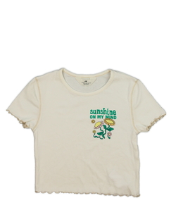 Krémový crop top s květinou H&M