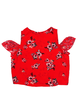 Červený vzdušný crop top 