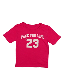 Sytě růžové triko s nápisem 