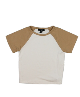 Bílý crop top s hnědými rukávy New Look