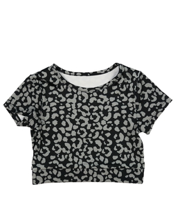Černý vzorovaný crop top Tu 
