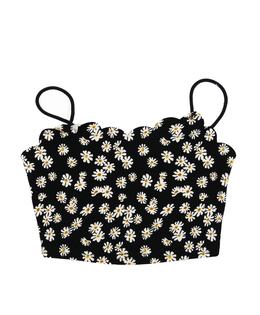 Černý květinový crop top 