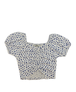 Bílý crop top s modrými květinami George