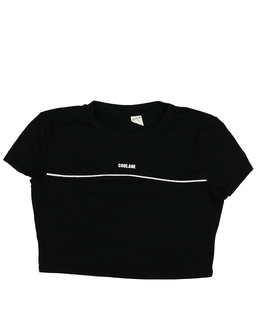 Černý crop top s nápisem 