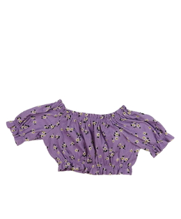 Fialový květinový crop top 