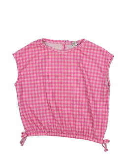 Růžový kostkovaný crop top Tu 