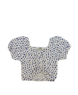 Bílý modře květinový crop top George