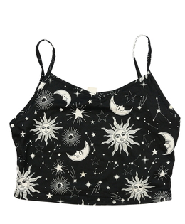 Černý crop top s nočním motivem 