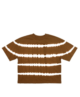 Hnědý crop top s pruhy 