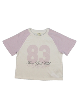 Bílý crop top s fialovými rukávy River Island 