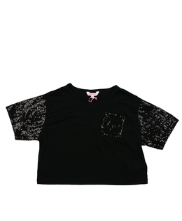 Černý crop top s flitry 