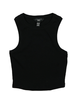 Černý žebrovaný crop top New Look 