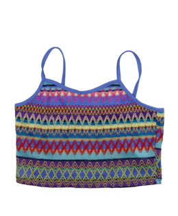 Vzorovaný modrý crop top 