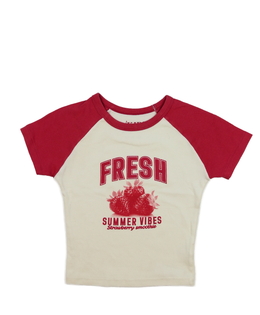 Krémovo-červený crop top 