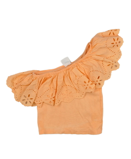Oranžový crop top s volánkem Zara
