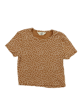 Hnědé květinové krátké triko H&M