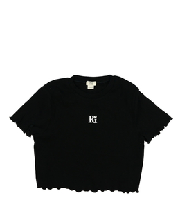 Černý žebrovaný crop top River Island 
