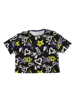 Černý crop top s nápisem Primark 