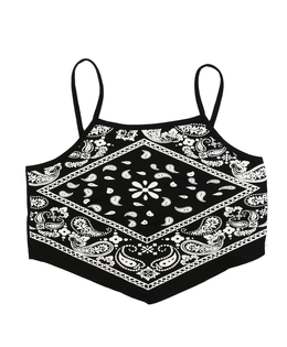 Černý vzorovaný crop top 