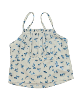 Bílý crop top s modrými květinami