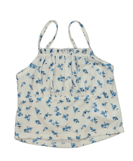 Bílý crop top s modrými květinami