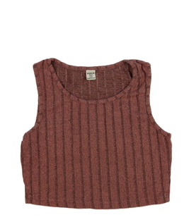 Růžový melírovaný crop top vel. 170 