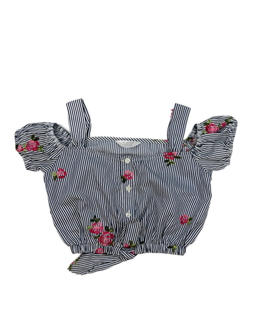 Pruhovaný crop top s květinami Primark 