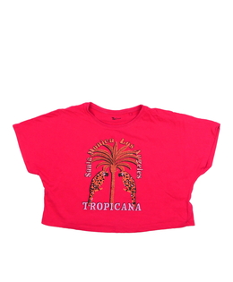 Sytě růžový crop top Tu 