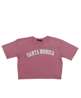 Růžový crop top s nápisem George