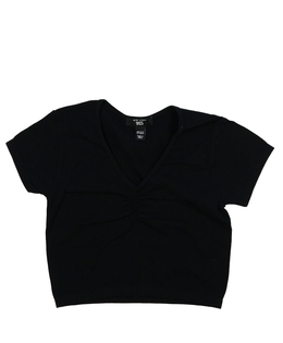 Černý crop top žebrovaný New Look 