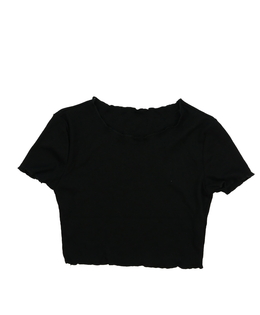 Černý žebrovaný crop top 