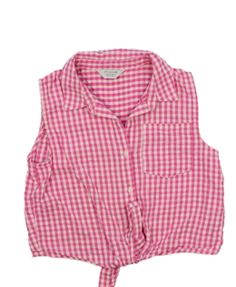Růžová kostkovaná crop košile Primark 
