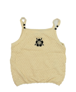 Hnědé pletené crop tílko s květinou Primark 