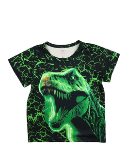 Černé triko se zeleným dinosaurem 