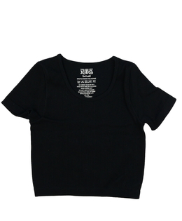Černý žebrovaný elastický crop top 