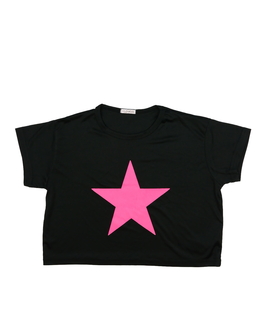 Černý crop top s hvězdou 