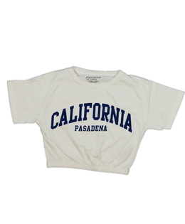 Krémový crop top s nápisem Primark 