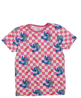 Růžové kostkované triko Stitch Disney George