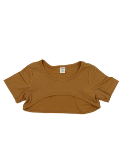 Hnědý crop top nad prsa