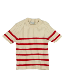 Hnědé triko s červenými pruhy Primark 